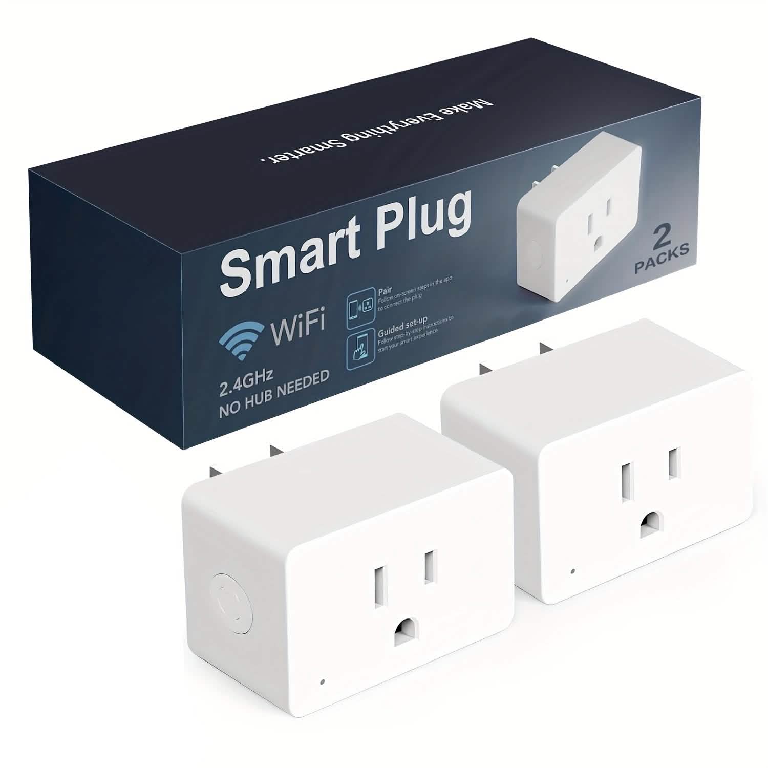 2-Pack: WiFi Smart Plug – 15A, Timer & App Control, Works with Alexa & Google Home - Snag N' Style