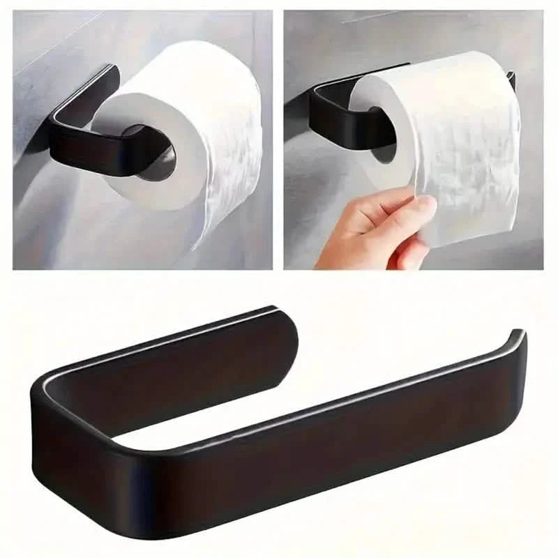 2-Pack: No-Drill Self-Adhesive Toilet Paper Holder – Black & White - Snag N' Style