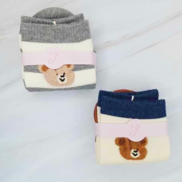 Hehe Bear Socks Set Of 2 - Snag N' Style