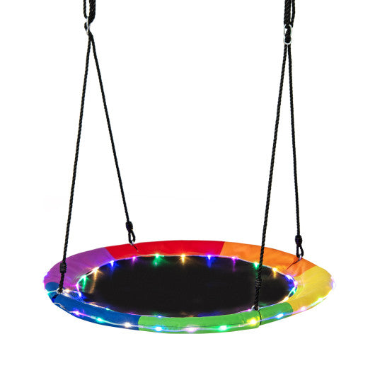 40 Inches Saucer Tree Swing Round with Lights for Kids and Adults-Multicolor - Snag N' Style
