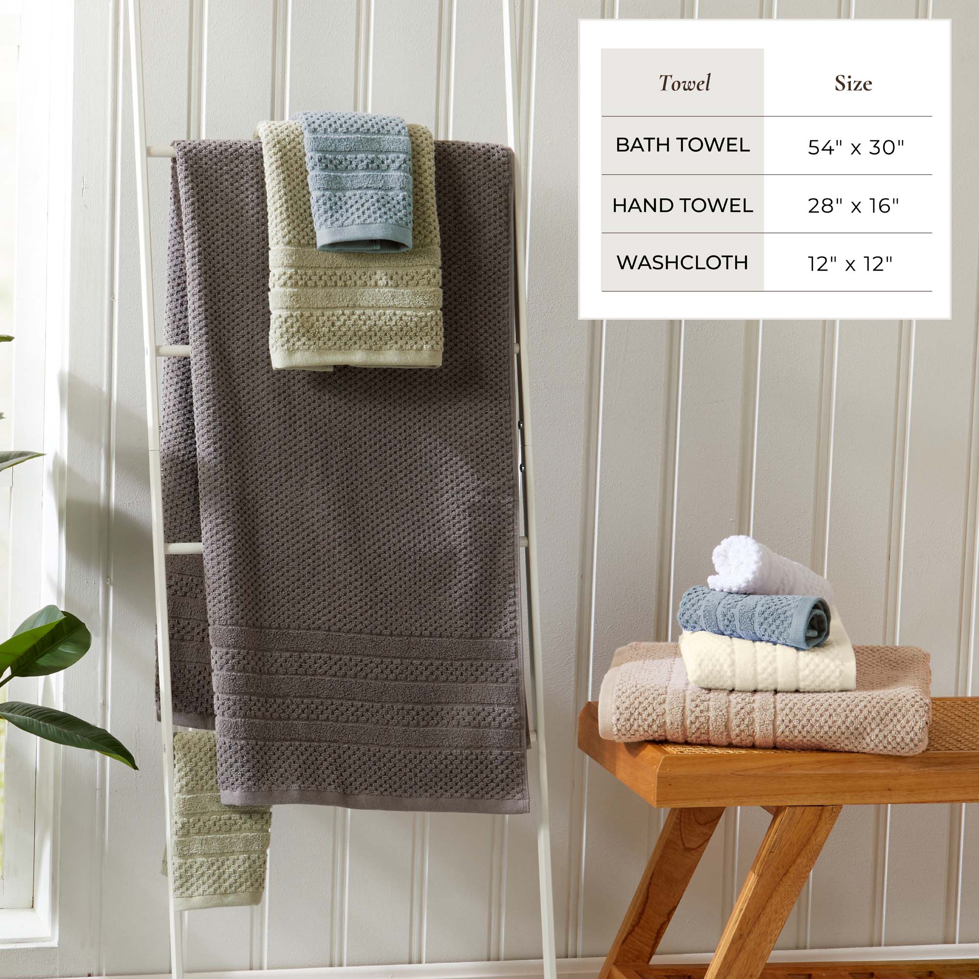 100% Cotton Checkered Jacquard Bath Towel Set - Giuliana Collection - Snag N' Style