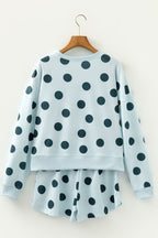 Polka Dot Pullover and Drawstring Shorts Set - Snag N' Style