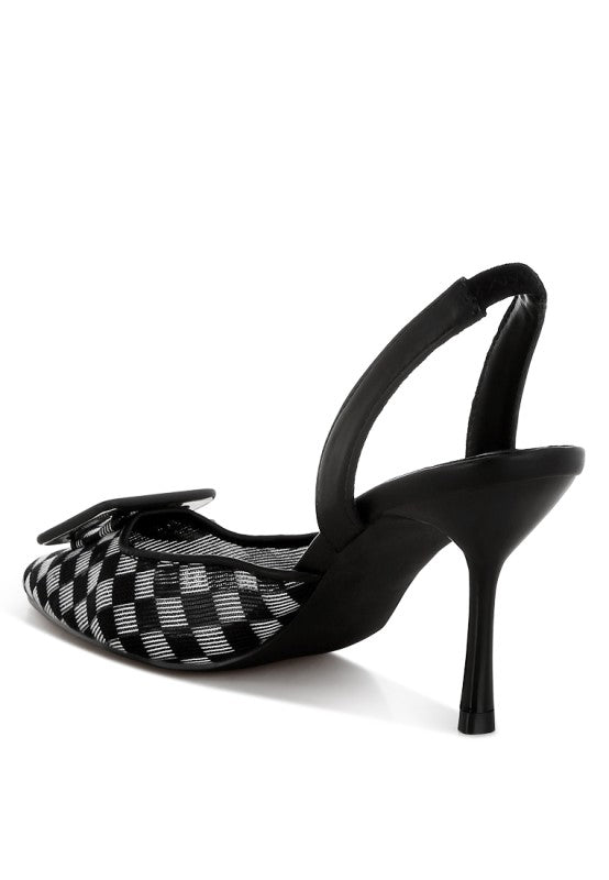 Freya Mesh Checkered Pointy Stiletto Heels - Snag N' Style