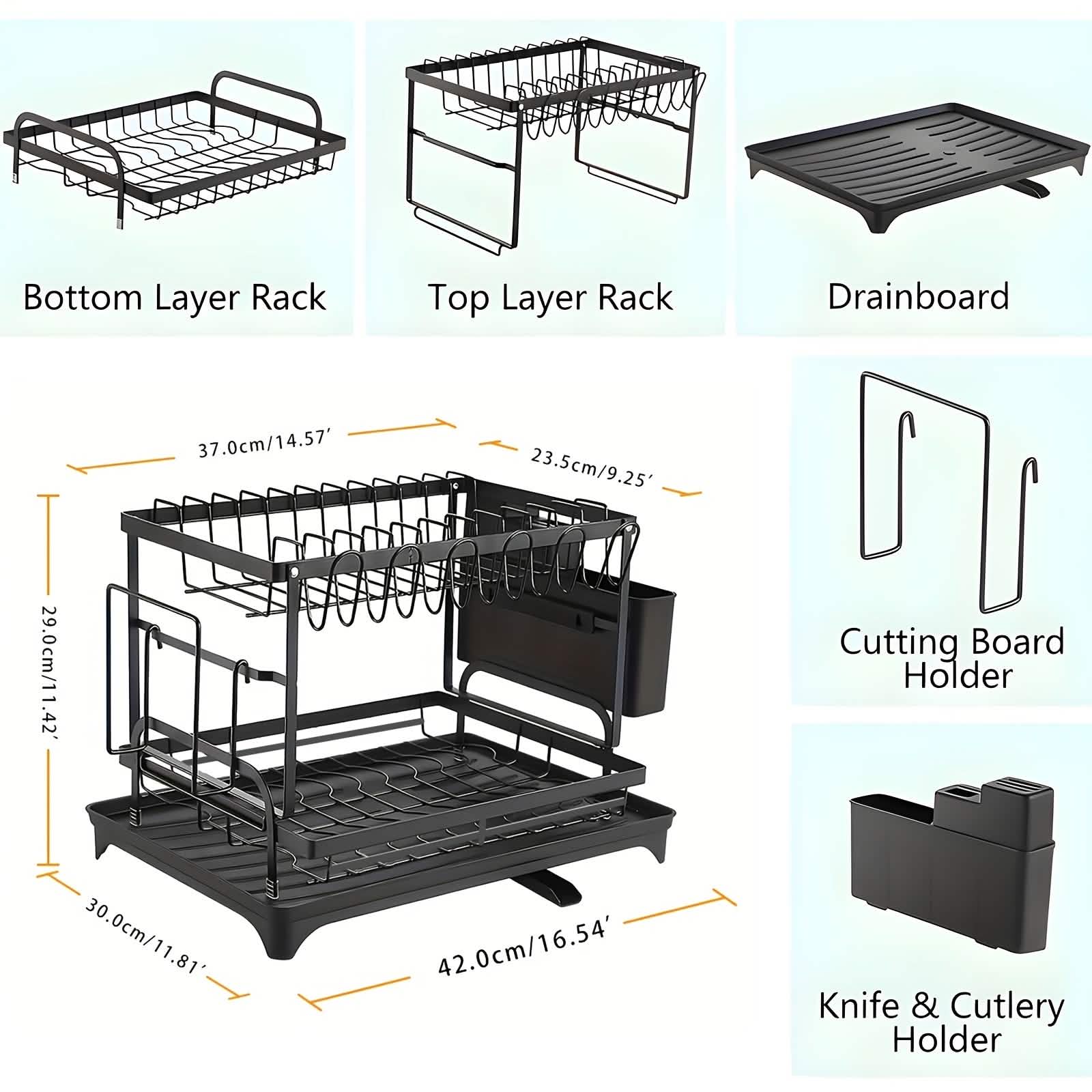 Black Metal Dish Rack – 2-Layer / 3-Layer - Snag N' Style
