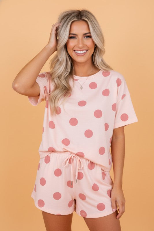 Polka Dot Tee & Drawstring Short Set - Snag N' Style