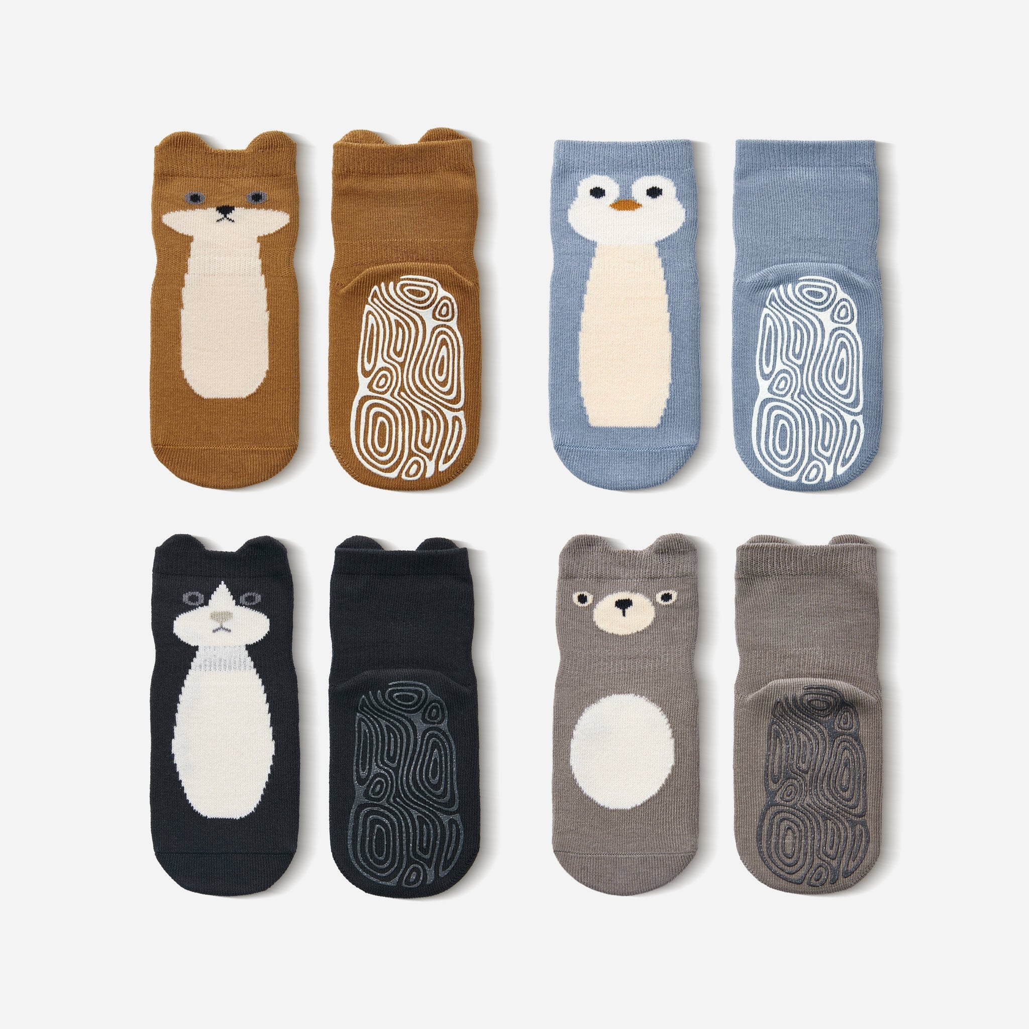 New- Critter Crew- Organic- 4 Pairs of Stay-On Baby & Toddler Non-Slip Socks - Snag N' Style