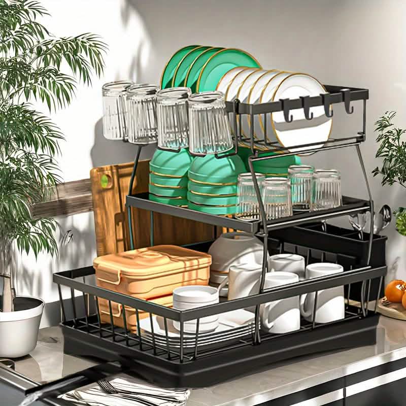 Black Metal Dish Rack – 2-Layer / 3-Layer - Snag N' Style