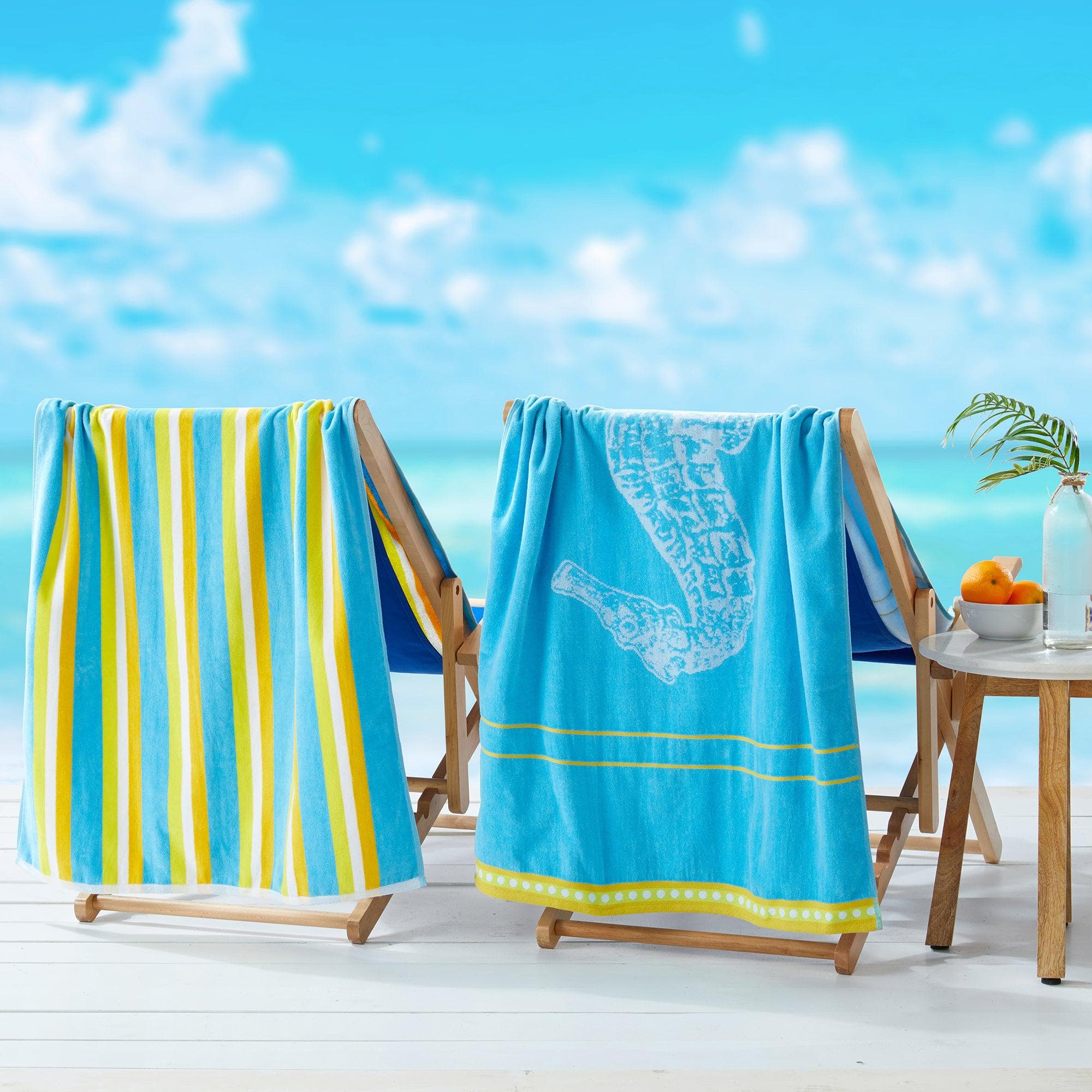 2 Pack 100% Cotton Jacquard Beach Towels - Playa Collection - Snag N' Style