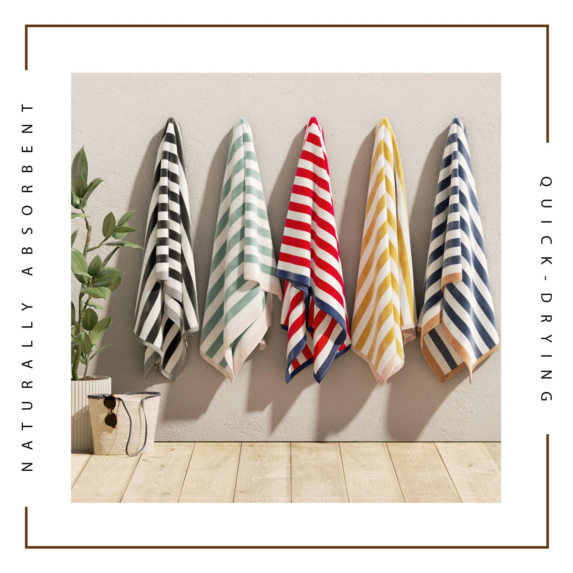 Oversized Striped Border Cabana Beach Towel - Santa Cruz - Snag N' Style