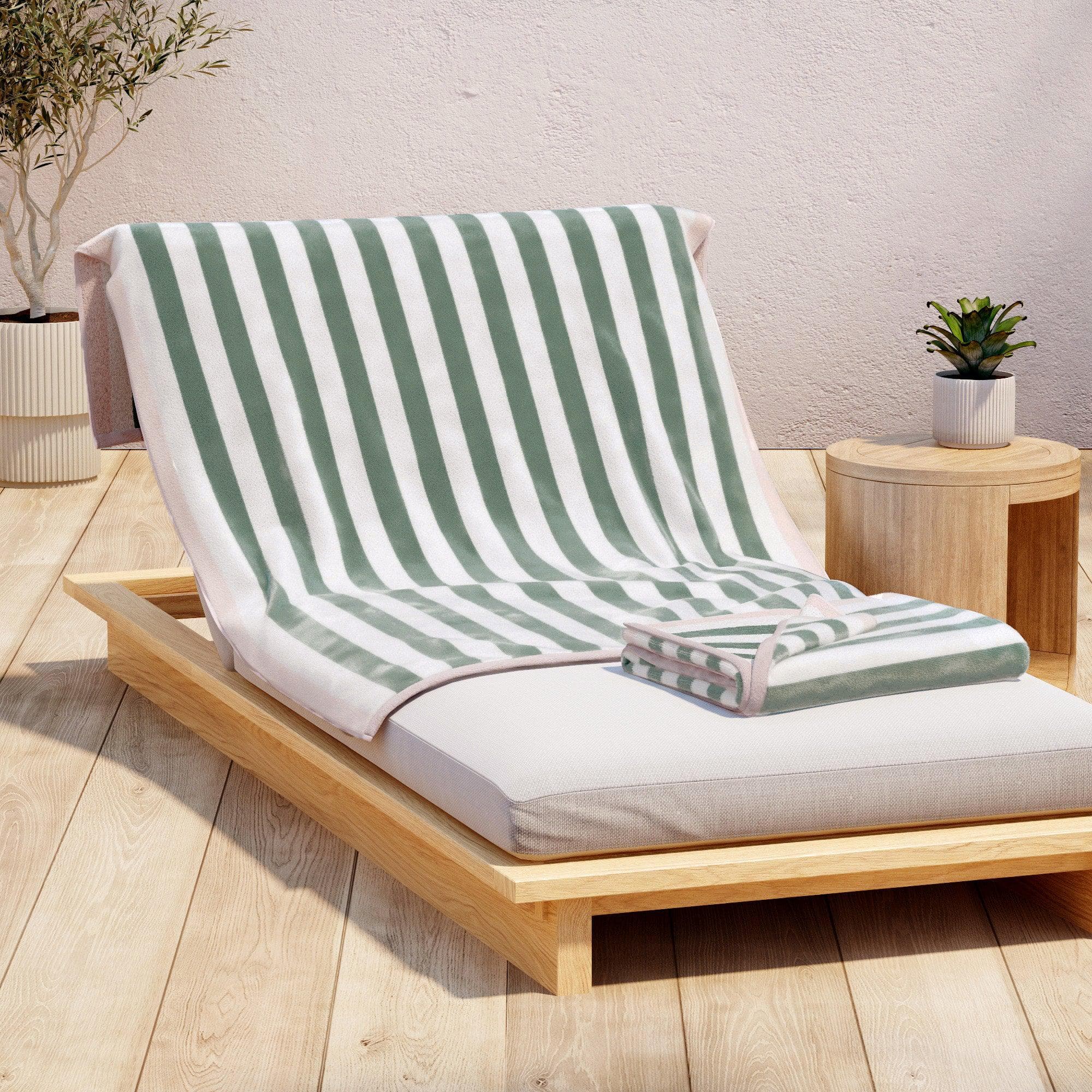 Oversized Striped Border Cabana Beach Towel - Santa Cruz - Snag N' Style