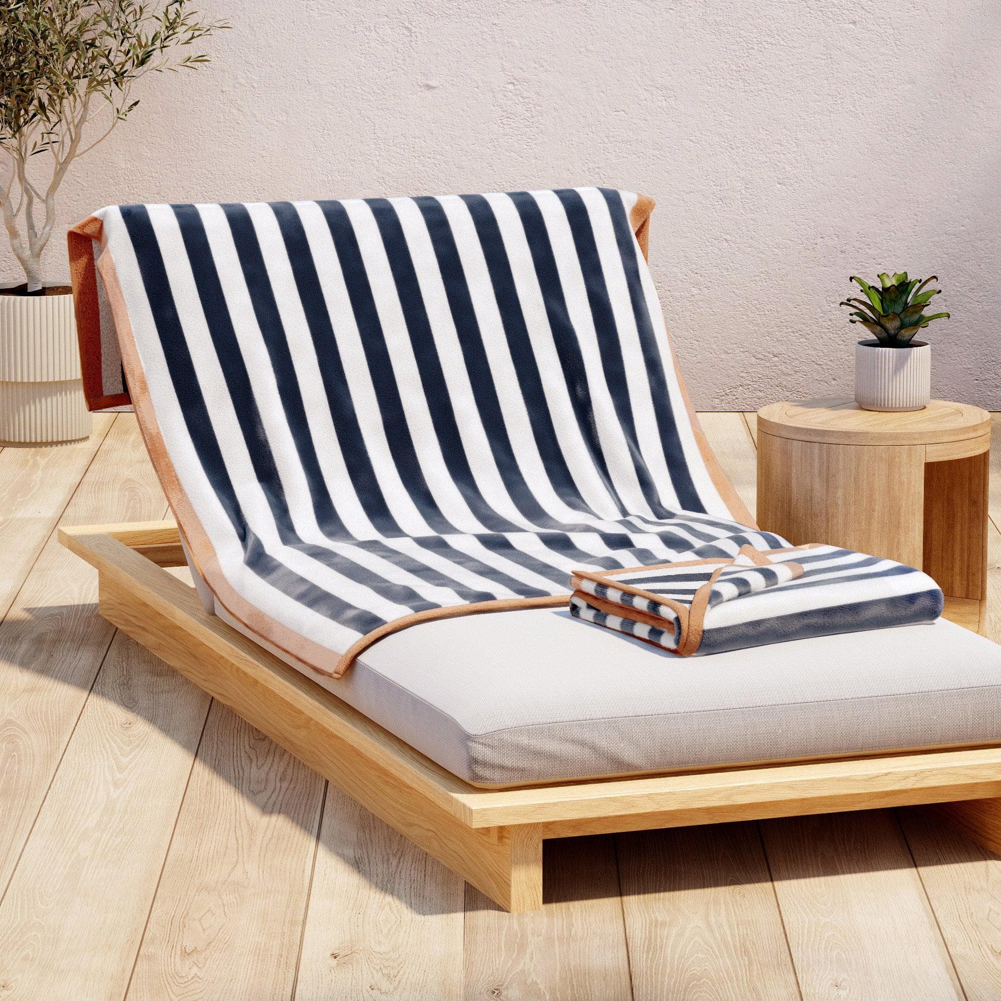 Oversized Striped Border Cabana Beach Towel - Santa Cruz - Snag N' Style