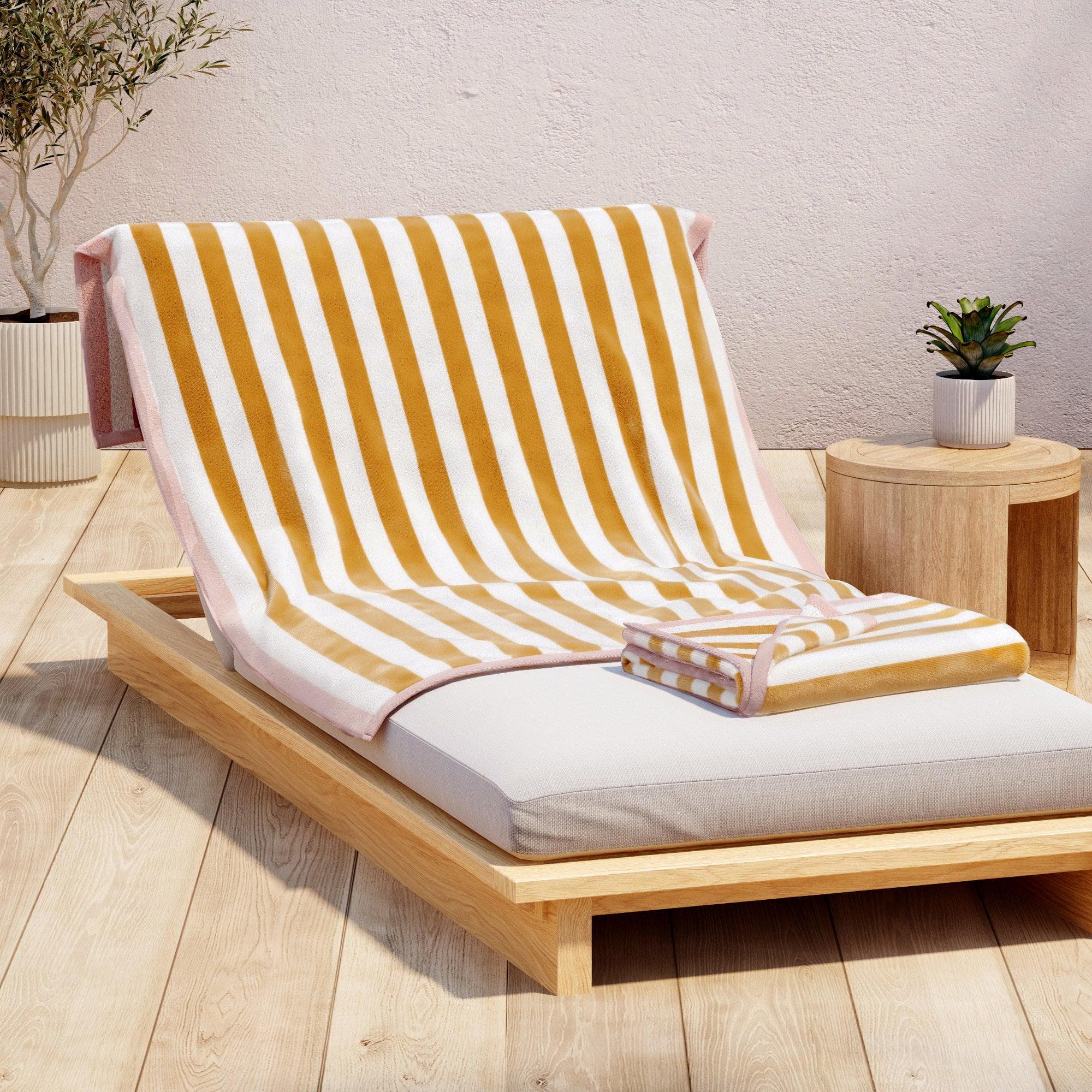 Oversized Striped Border Cabana Beach Towel - Santa Cruz - Snag N' Style