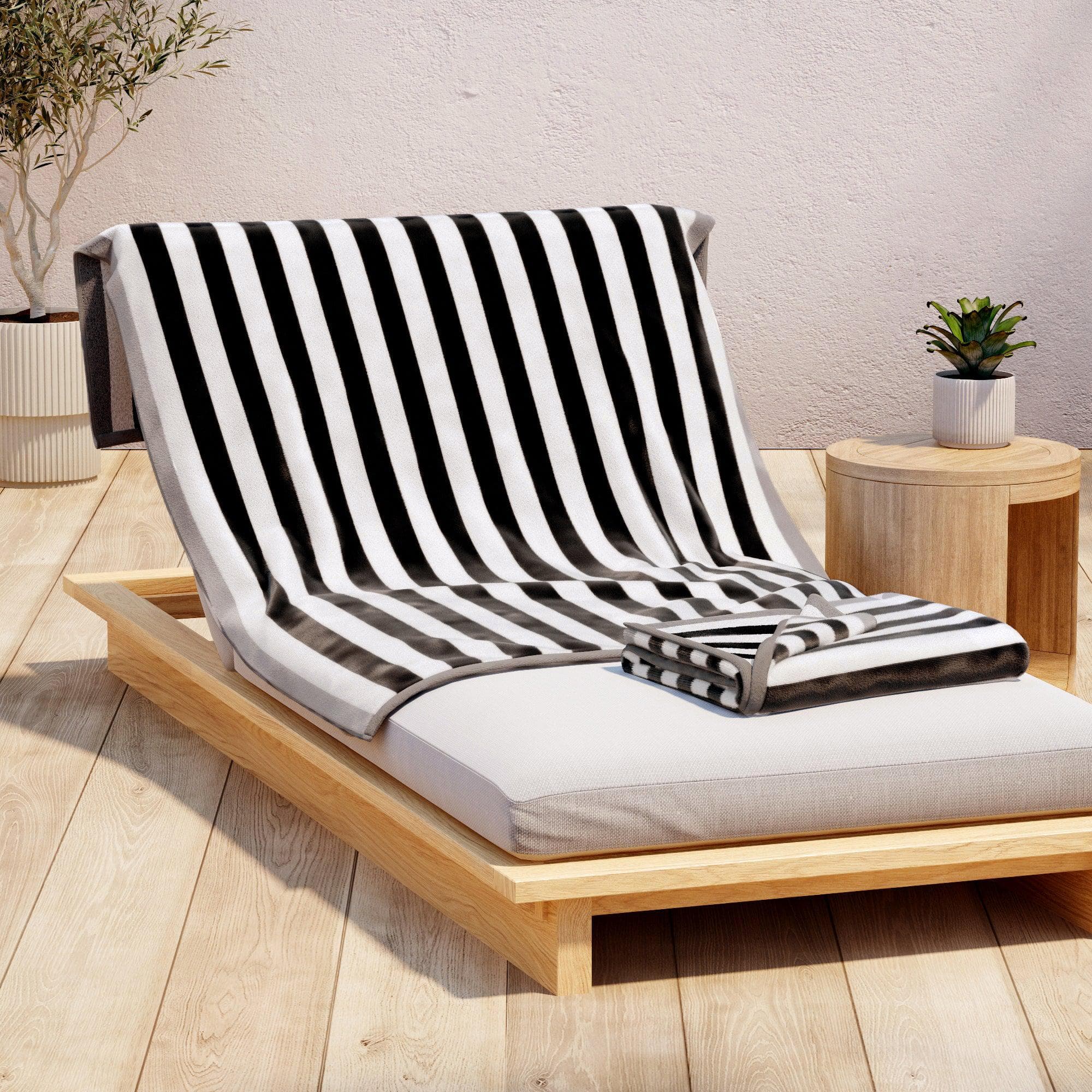 Oversized Striped Border Cabana Beach Towel - Santa Cruz - Snag N' Style