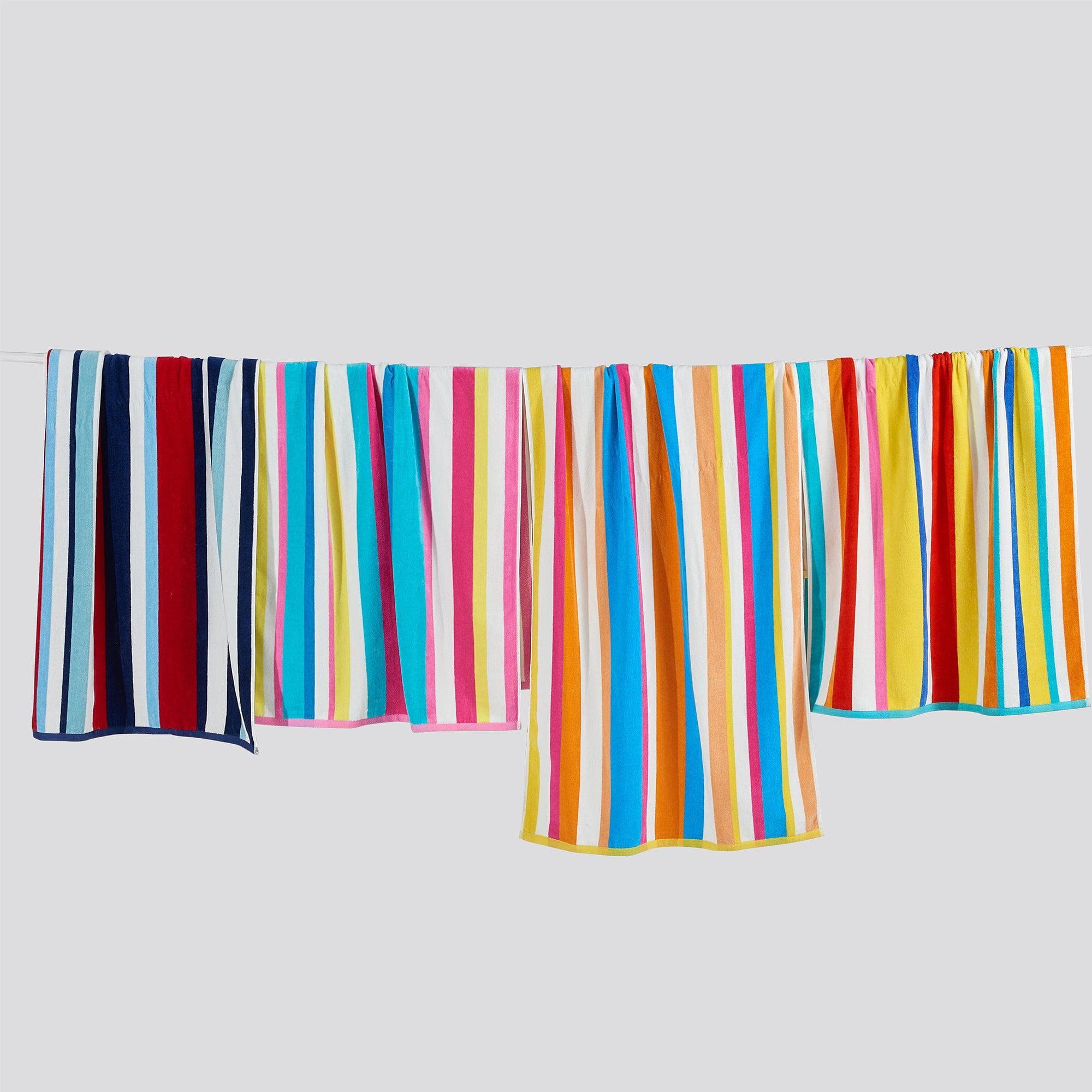 Cotton Velour Cabana Stripe Beach Towel - Novia Collection - Snag N' Style