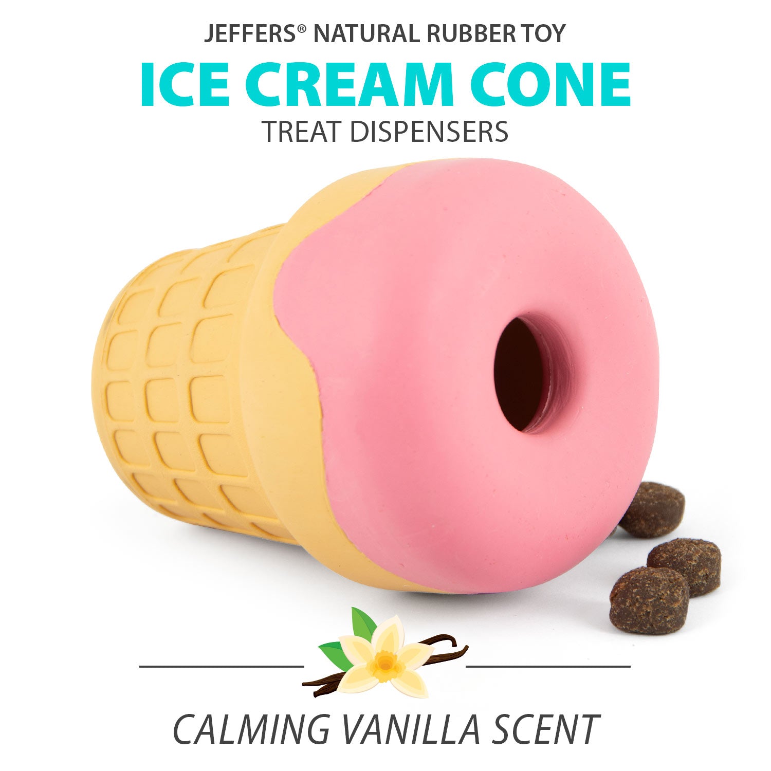 Jeffers Ice Cream Cone Natural Rubber Stuffable Treat Dispensing Dental Dog Chew Toy - Snag N' Style