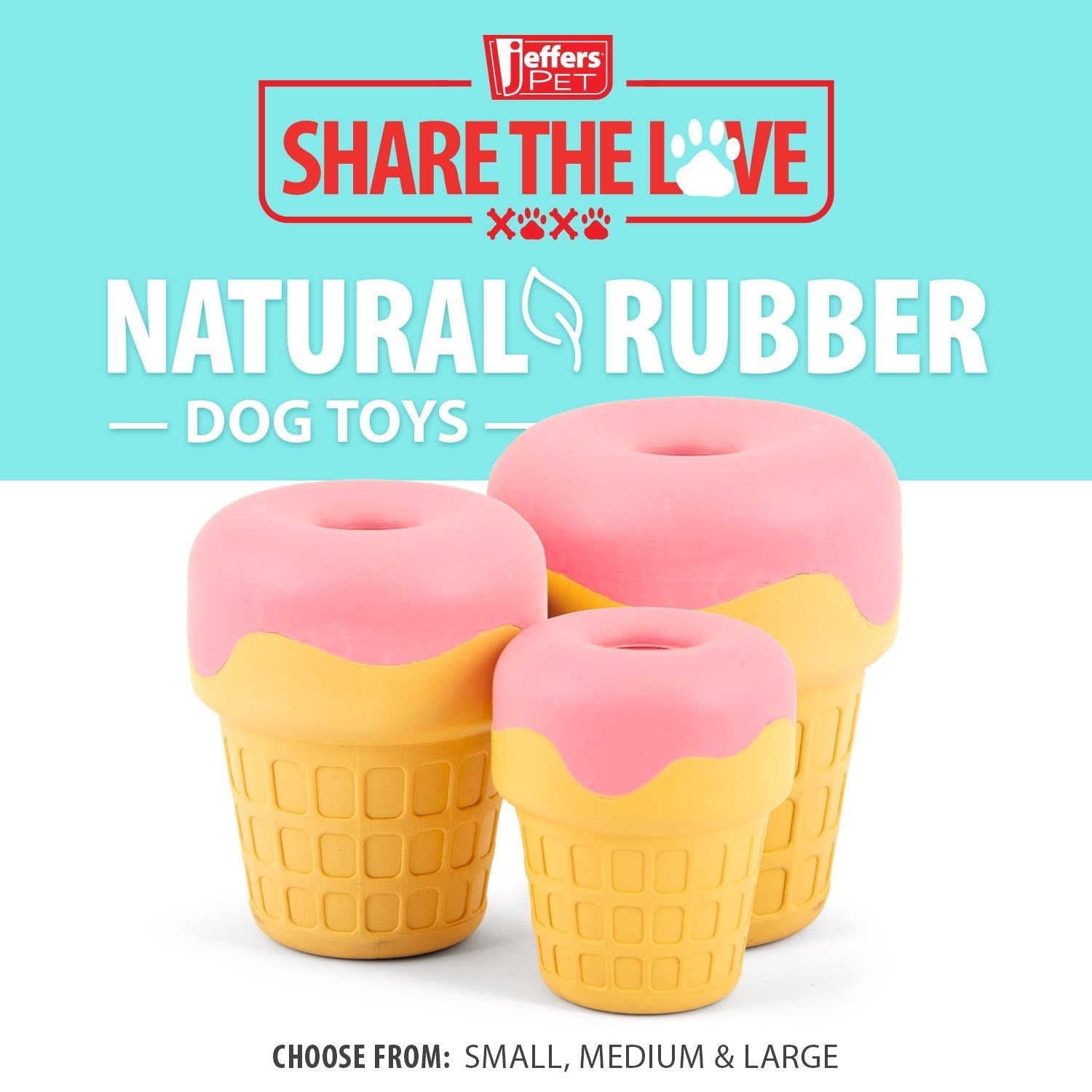 Jeffers Ice Cream Cone Natural Rubber Stuffable Treat Dispensing Dental Dog Chew Toy - Snag N' Style