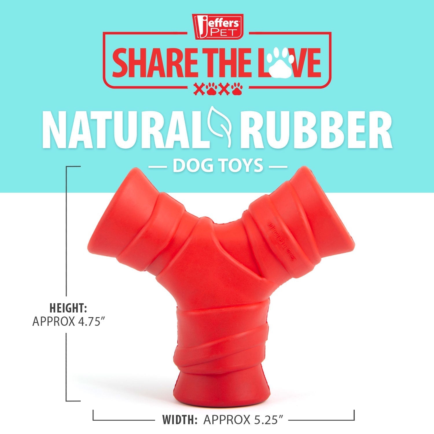 Jeffers Red "Y" Natural Rubber Dental Dog Chew Toy for Medium Chewers - Snag N' Style