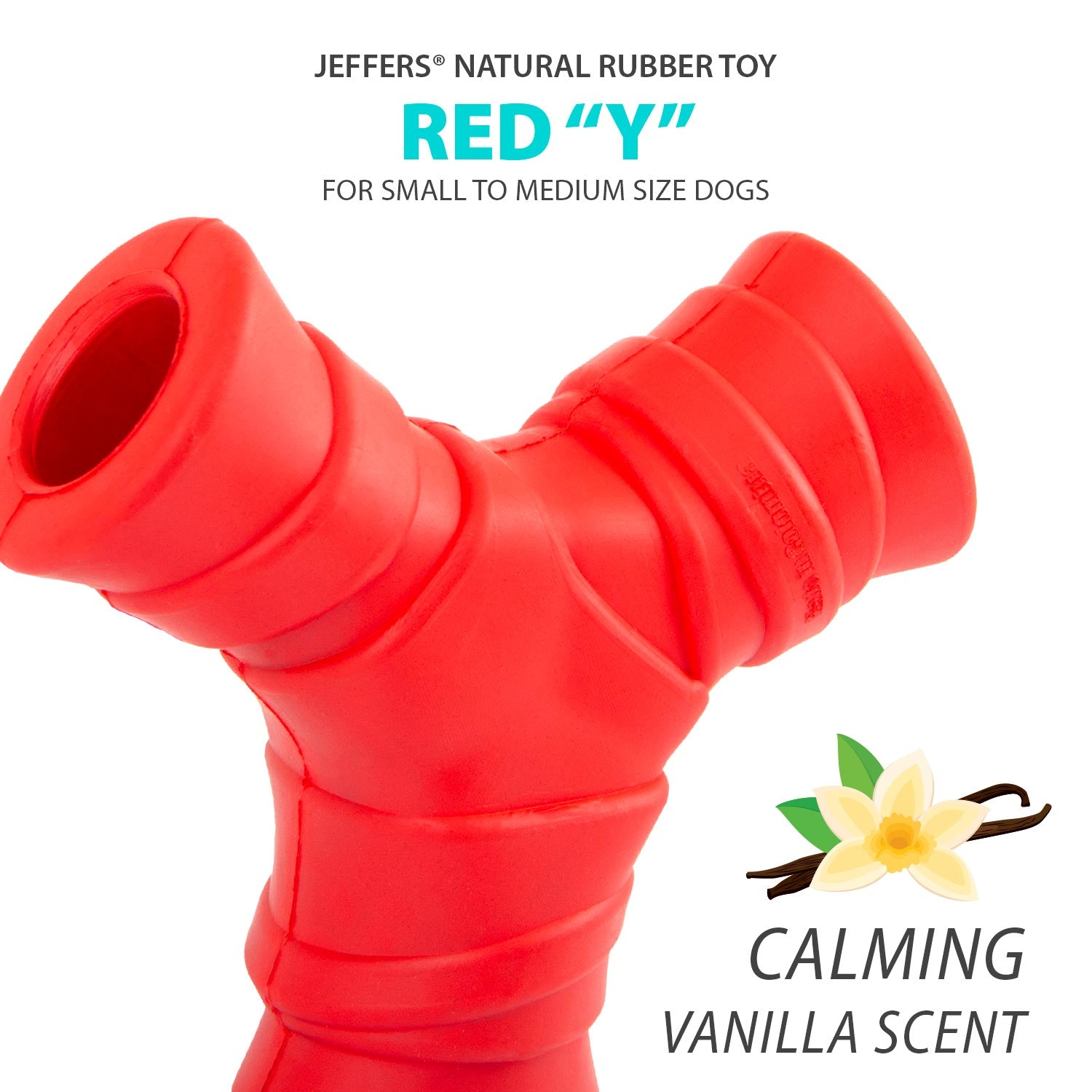 Jeffers Red "Y" Natural Rubber Dental Dog Chew Toy for Medium Chewers - Snag N' Style