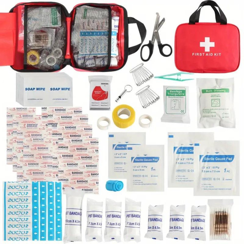 173pcs Large First Aid Kit: Portable Bag For Outdoor Hunting, Hiking, Camping And More - Including Emergency Supplies! - Snag N' Style