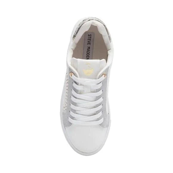 Steve Madden Big Girls JBianca White Fashion Sneaker, Size 1 - Snag N' Style