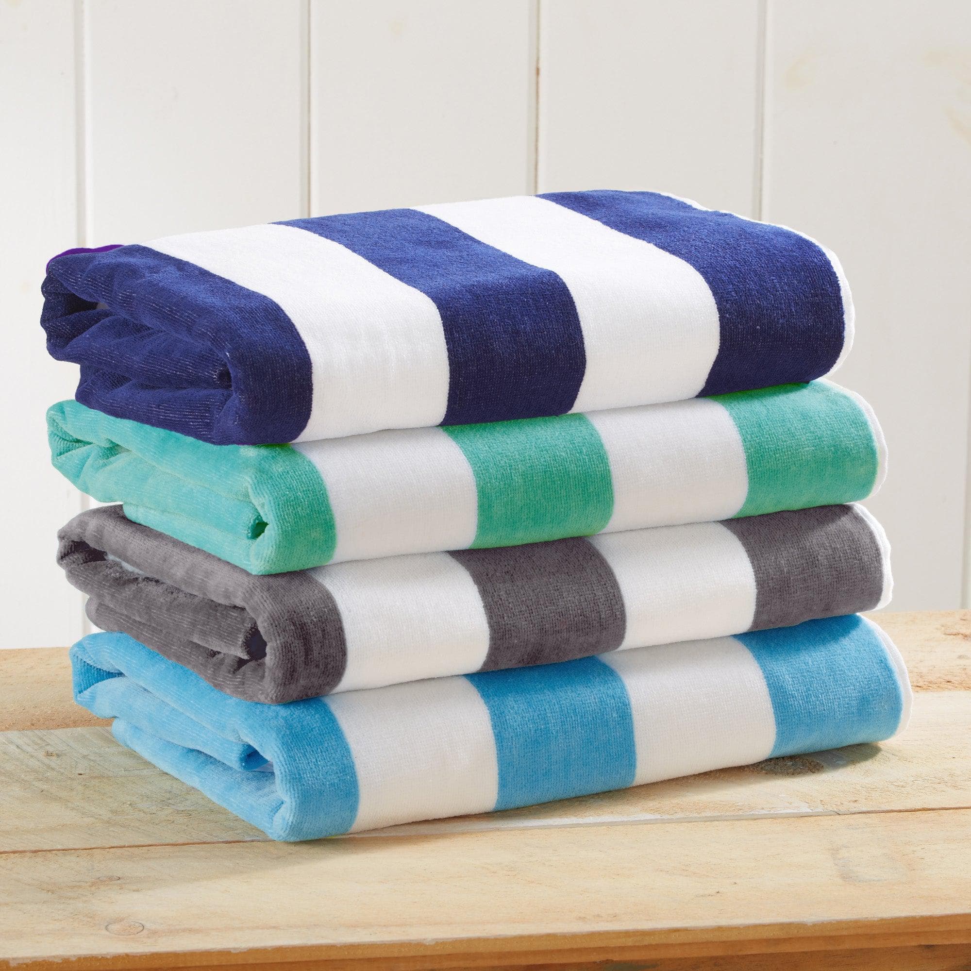 Cotton Velour Cabana Stripe Beach Towel - Novia Collection - Snag N' Style