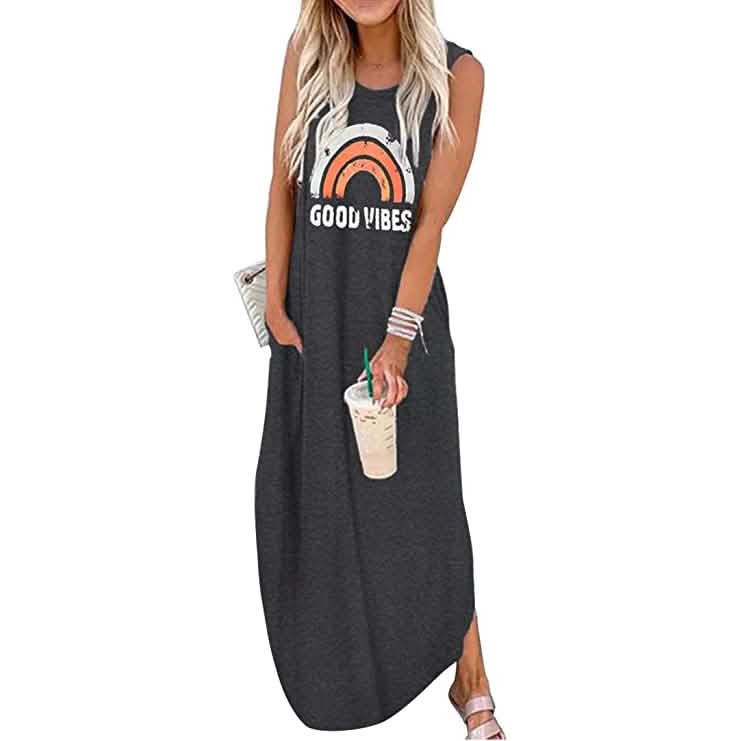Women's Summer Hawaiian Good Vibes Beach Casual Dress - Snag N' Style