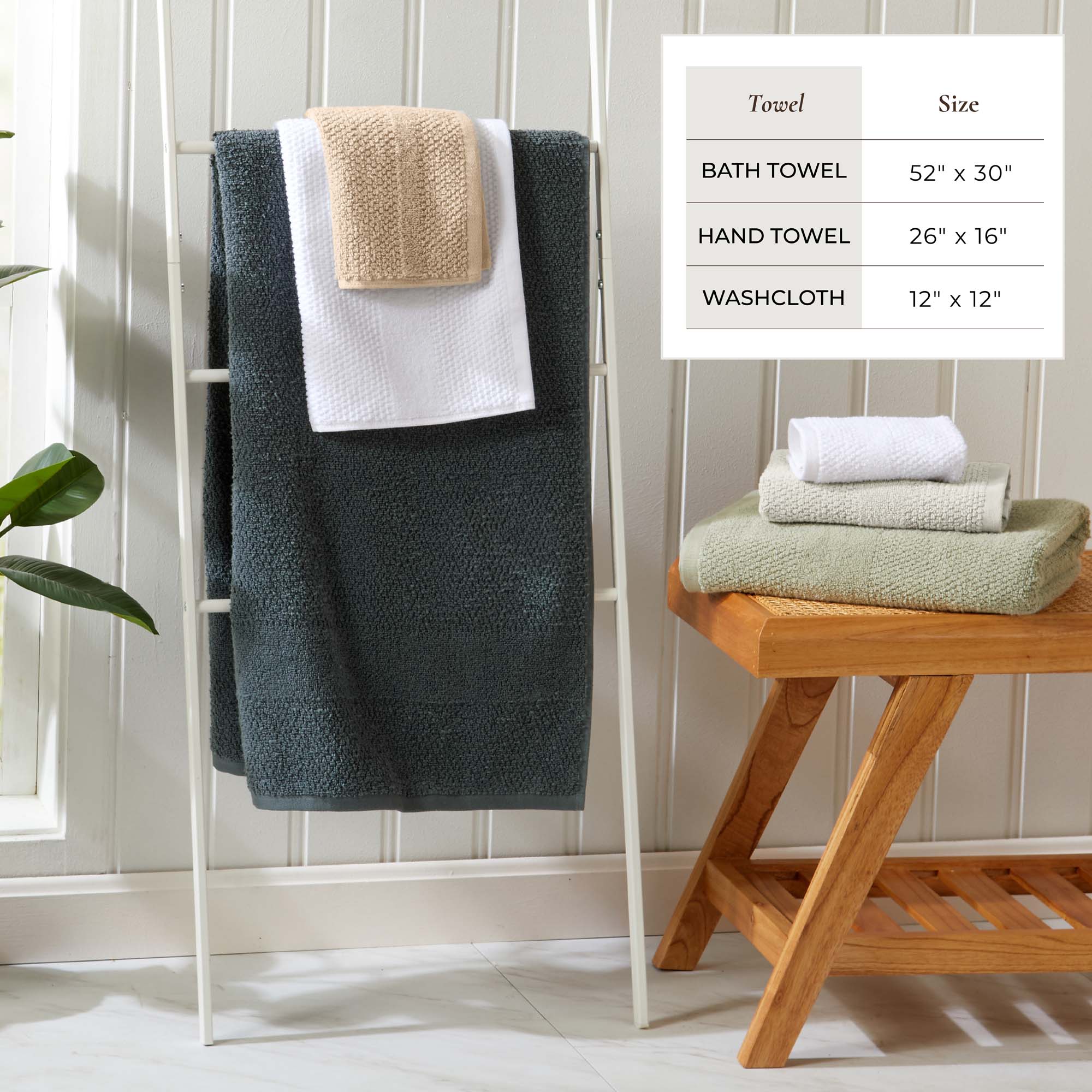 100% Cotton Woven Texture Bath Towel Set - Marbella Collection - Snag N' Style